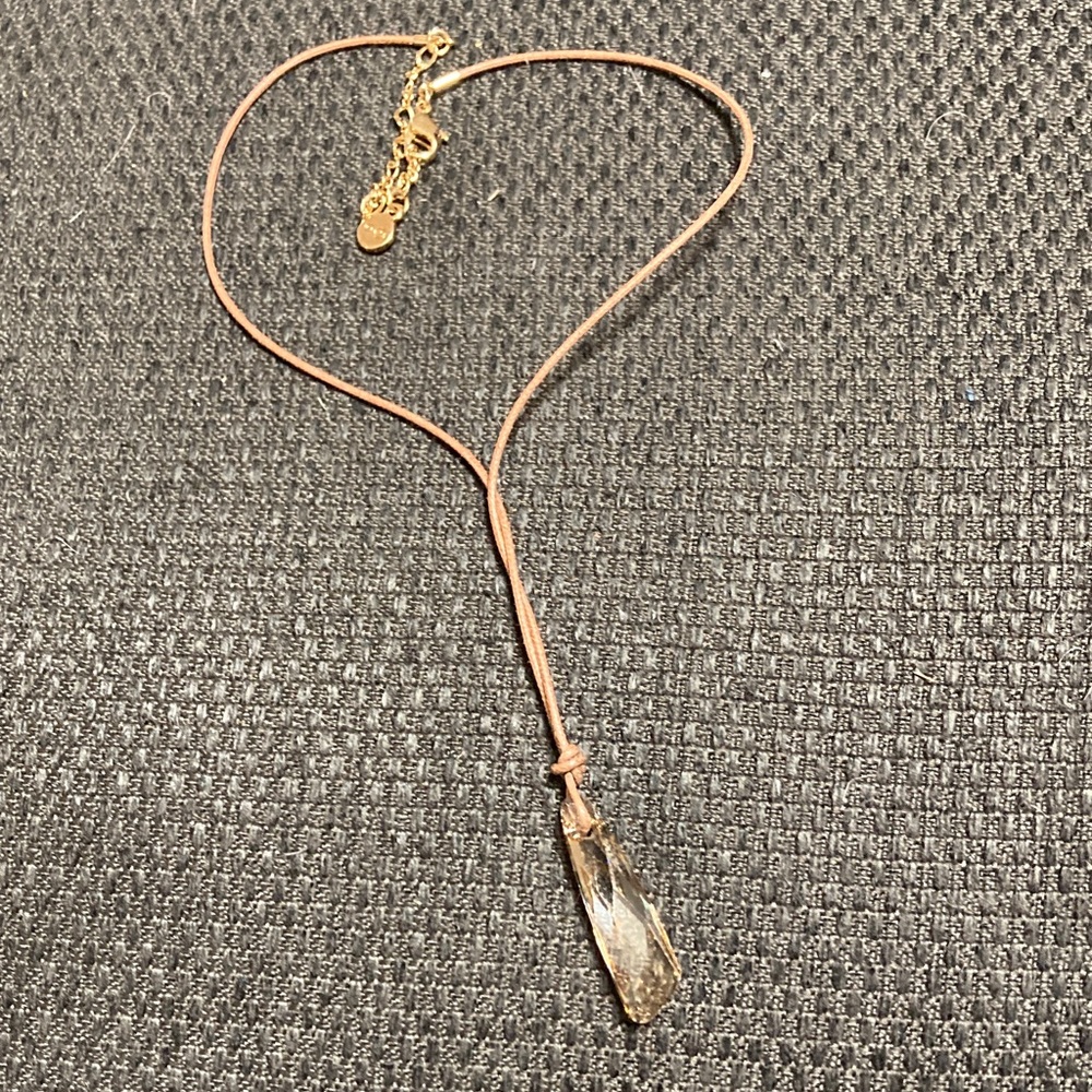 SWAROVSKI YELLOW CRYSTAL. Elegant Gold and Brown Pendant Necklace